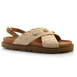 Sandália Flat de Couro Feminina Suzzara Bege 1009-1446