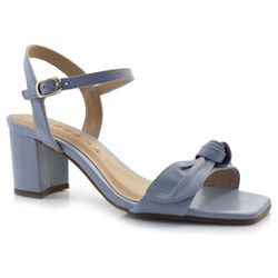 Sandália de Couro e Salto Bloco Feminina Suzzara Azul 79433