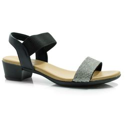 Sandália de Couro e Salto Bloco Feminina Usaflex Preto PA02001