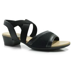 Sandália de Couro e Salto Bloco Feminina Usaflex Preto MM0803