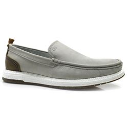 Mocassim Masculino de Couro Democrata Flop Cinza 610101