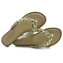 Sandália Rasteira de Couro Feminina Suzzara Off White 487-7703