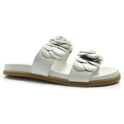 Sandália Flat de Couro Feminina Suzzara Off White 6900529