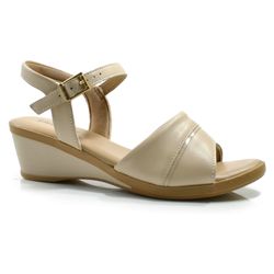 Sandália Anabela de Couro Usaflex Creme MM0903