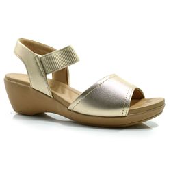 Sandália Anabela de Couro Usaflex Dourado W0327
