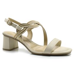 Sandália de Salto Bloco Feminina Dakota Creme Y7964