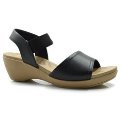 Sandália Anabela de Couro Usaflex Preto W0327