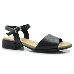 Sandália de Couro e Salto Bloco Usaflex Preto MM1703