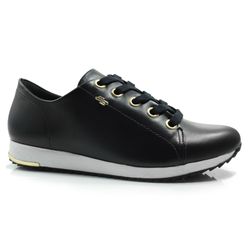 Tênis de Couro Feminino Usaflex Preto V9109