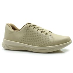 Tênis de Couro Feminino Usaflex Bege UC0602