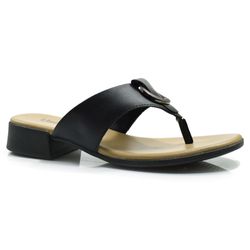Tamanco de Couro e Salto Bloco Usaflex Preto MM1705