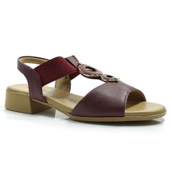 Sandália de Couro e Salto Bloco Usaflex Vermelho MM1702