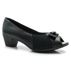 Peep Toe de Couro para Joanetes Usaflex Preto MM1501