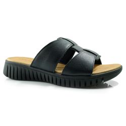 Tamanco Flat de Couro Feminino Usaflex Preto MA12003