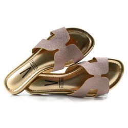 Sandália Rasteira Feminina Vizzano Ouro Rosê 6371.167.26565