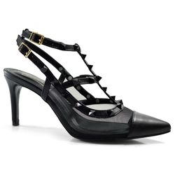 Scarpin de Salto e Spike Suzzara Preto 46-187