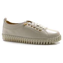 Tênis de Couro Casual Feminino Bottero Bege 369504