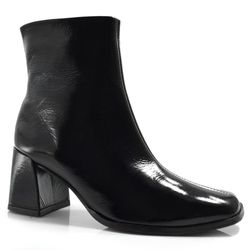 Ankle Boots de Couro e Salto Bloco Suzzara Preto 6690505