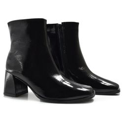 Ankle Boots de Couro e Salto Bloco Suzzara Preto 6690505