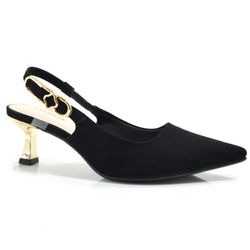 Scarpin Slingback Feminino Cazzualen Preto T3814-335