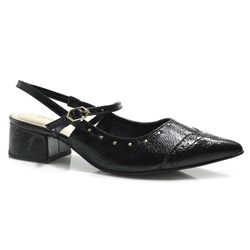 Scarpin Slingback Feminino Cazzualen Preto T3628-110