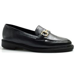 Mocassim de Couro Feminino Suzzara Preto 4922-3195