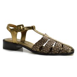 Sandália Fisherman de Couro Suzzara Dourado 47-18