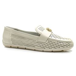 Mocassim de Couro Feminino Comfortflex Off White 2561332