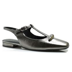 Sapatilha Slingback de Couro Feminina Suzzara Prata 66639
