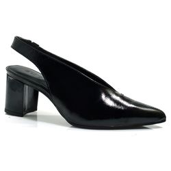 Scarpin Slingback de Couro Feminino Suzzara Preto 74302
