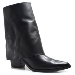 Bota de Couro com Lapela Suzzara Preto 411-072