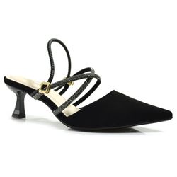 Scarpin Slingback Feminino Cazzualen Preto T3814-331 NB