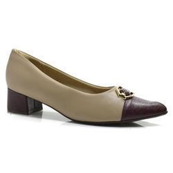 Scarpin de Salto Bloco Feminino Piccadilly Bege 739078