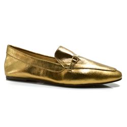 Loafer Feminino de Couro Suzzara Dourado 74704