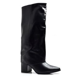 Bota de Couro e Lapela Suzzara Preto 78527