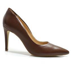 Scarpin Feminino de Couro e Salto Alto Suzzara Marrom 48501