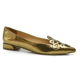 Sapatilha de Couro e Bico Fino Suzzara Dourado 5533923