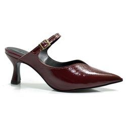Mule de Couro e Salto Feminino Suzzara Bordô 49930