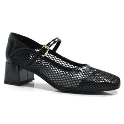 Scarpin Mary Jane de Salto Bloco Suzzara Preto 75220