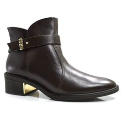 Bota de Cano Curto e Couro Ramarim Marrom 2565103