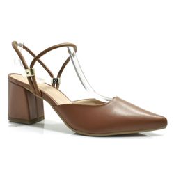 Scarpin Slingback de Salto Bloco Cazzualen Marrom 1204