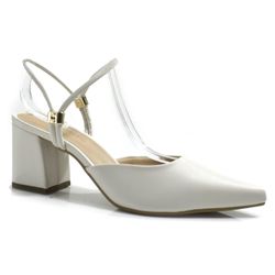 Scarpin Slingback de Salto Bloco Cazzualen Off White 1204
