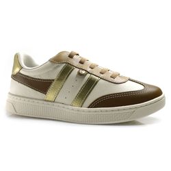 Tênis de Couro Feminino Comfortflex Bege 2565302