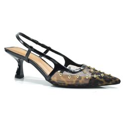Scarpin Slingback Feminino Cazzualen Onça 1009-9202