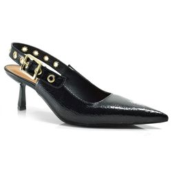 Scarpin Slingback Feminino Cazzualen Preto 1035-9141