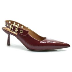 Scarpin Slingback Feminino Cazzualen Bordô 1035-9141