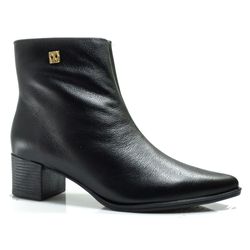 Bota de Couro e Cano Curto Via Marte Preto 231-007-01