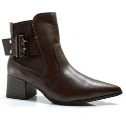 Bota de Cano Curto e Salto Bloco Ramarim Marrom 2559132