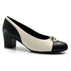 Scarpin de Salto Bloco Feminino Piccadilly Off White 110183
