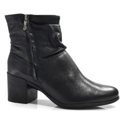 Bota Cano Curto de Couro e Salto Bloco Bottero Preto 346907